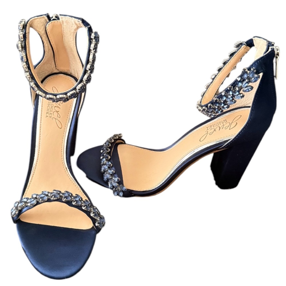 Badgley Mischka jewels Blue Stiletto Heels with Crystal Embellishments. Size 6